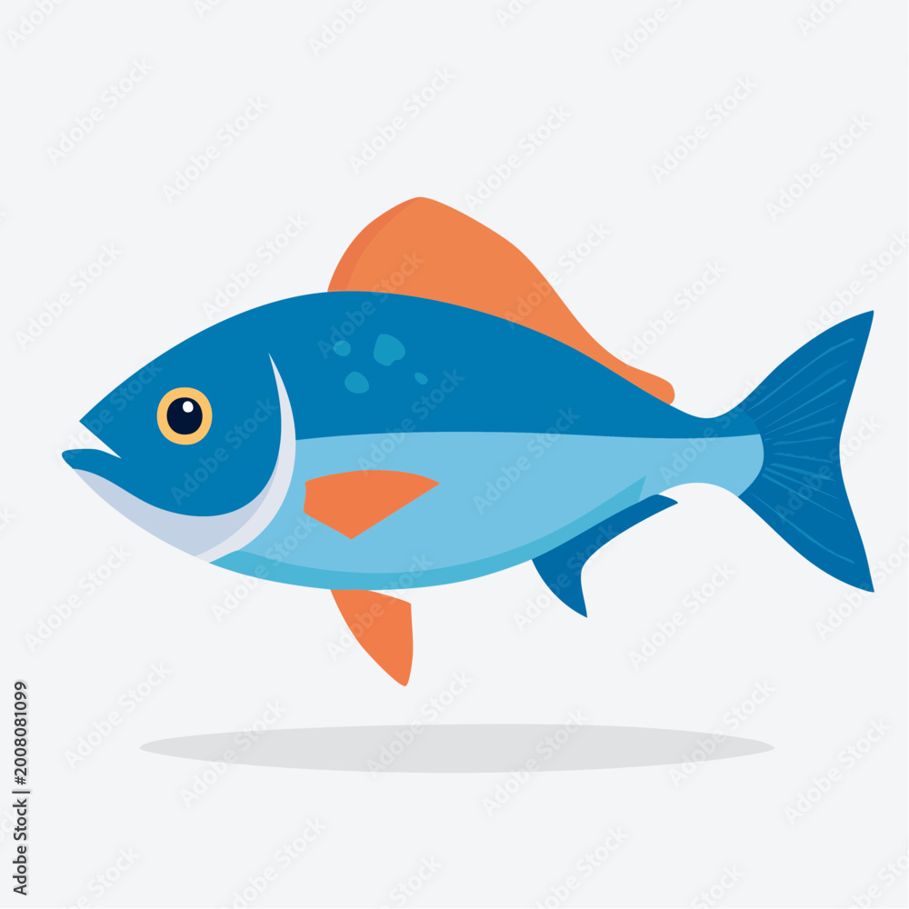 Obraz premium Blue and Orange Fish Illustration