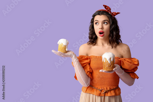 Emotional pin-up woman hold...