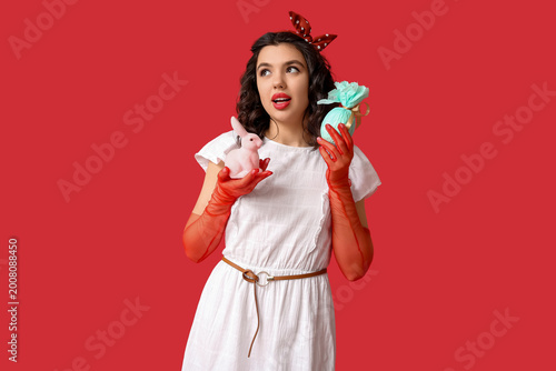 Emotional pin-up woman in l...