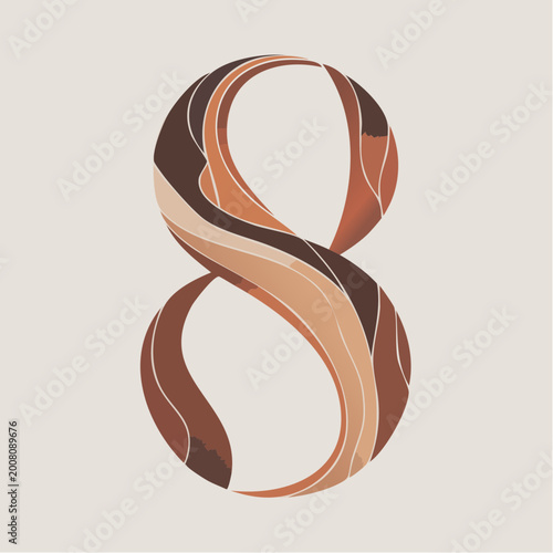Brown and orange abstract number eight illustration design