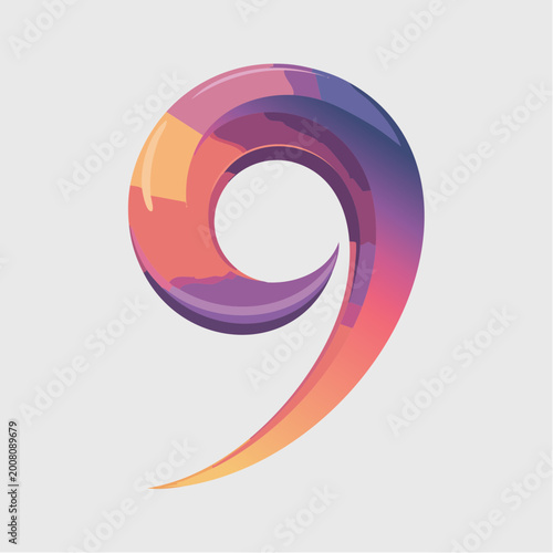 colorful gradient number nine logo design element