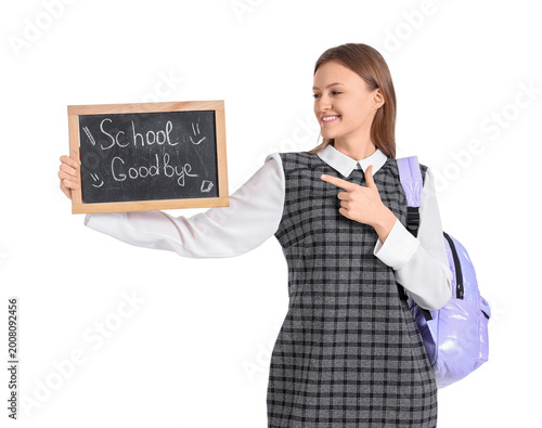 Female student pointing at ...
