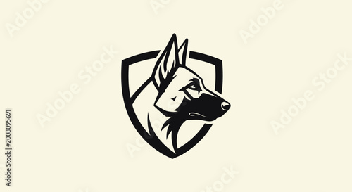 Photos German Shepherd dog head shield logo on white background