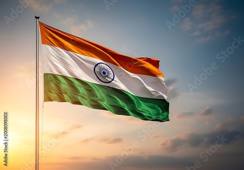 Indian national flag waving in daylight