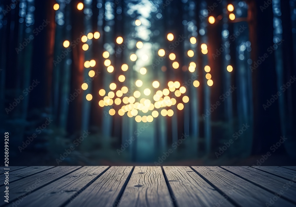 Fototapeta premium Enchanting forest scene with glowing lights a magical and dreamlike woodland ambience