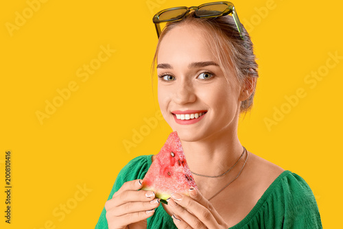 Young woman with fresh wate...