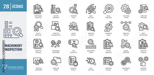 Foto Machinery inspection icon set