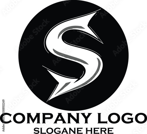 Modern Red Circle Logo with Black and White Letter S Initial Branding Design