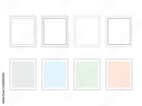 postage stamp frame set of 8 シンプルな切手風フレーム8個セット