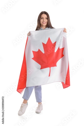 Young woman with flag of Ca...