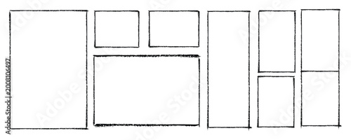 Rectangle frame line. Square shape outline on hand draw style. Vector illustration isolated