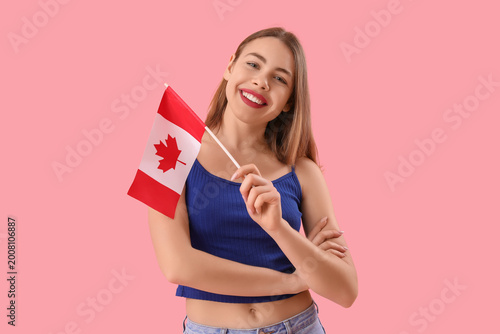 Young woman with flag of Ca...