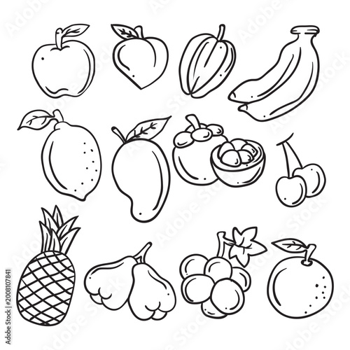 Hand drawing style of fruits vector illustration set. It is suitable for foods icon, sign or symbol.