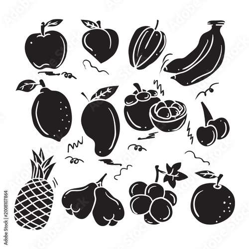Hand drawing style of fruits vector illustration set. It is suitable for foods icon, sign or symbol.