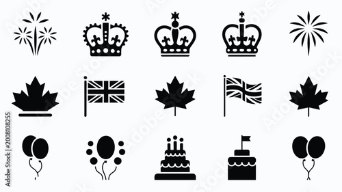 Photos Collection of canadian national symbols and celebration icons maple leaves crown