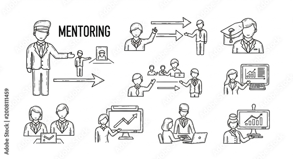 Fototapeta premium Mentoring Concept Illustrations Showing Guidance and Learning.