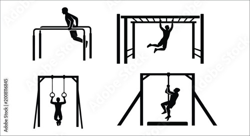 Tableau sur toile Gymnastics and calisthenics equipment icons a collection of athletic apparatus