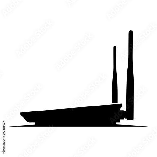 фотографія Silhouette of a Wireless Router with Antennas, Representing Connectivity and Net