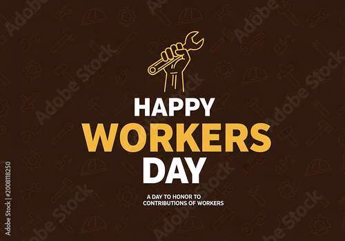 Happy Workers Day Celebration with Laborer Silhouette