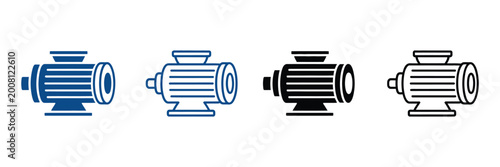 Schilderij op canvas Electric motor icon, simple mechanical engine and motor power symbol, editable f
