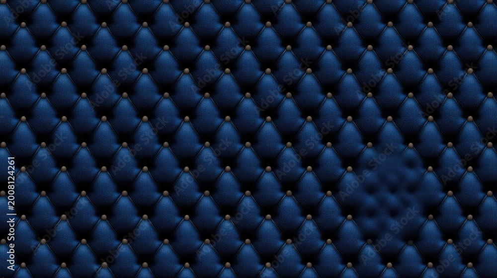 Fototapeta premium Dark Blue Tufted Leather Texture with Metallic Studs