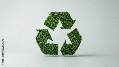 Eco Friendly Recycle Symbol Made of Fresh Green Grass