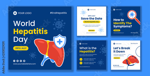 Photos World Hepatitis Day Flat Cartoon Hand Drawn Social Media Post Background Illustr