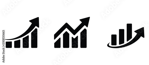 Photography Growing bar chart icon vector, upward profit and revenue growth symbol, editable