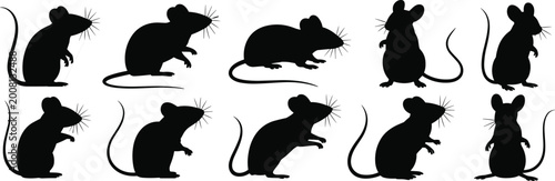 Photos Mouse silhouette collection, rat vector set, animal illustration design, wildlif