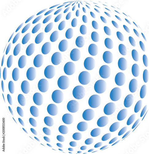 3d sphere with blue circular patterns and gradient background