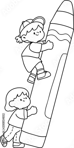 Cute back to school illustration of children students in classroom setting. Hand-drawn style with colorful, playful characters, showing happy school life, learning, and friendship. Perfect for educati
