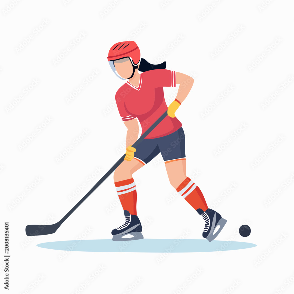 Fototapeta premium Woman playing ice hockey