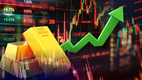 Fotografie Gold price surge and bullish market performance driven by real-time financial metrics and rising trading indicators