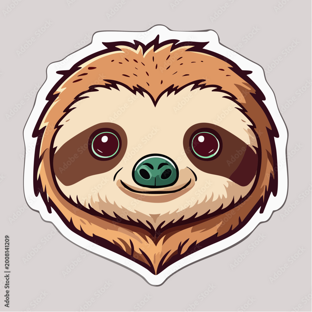 Fototapeta premium Cute Sloth Face Sticker