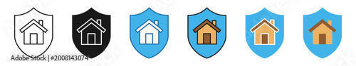 Fotografía house shield icon set