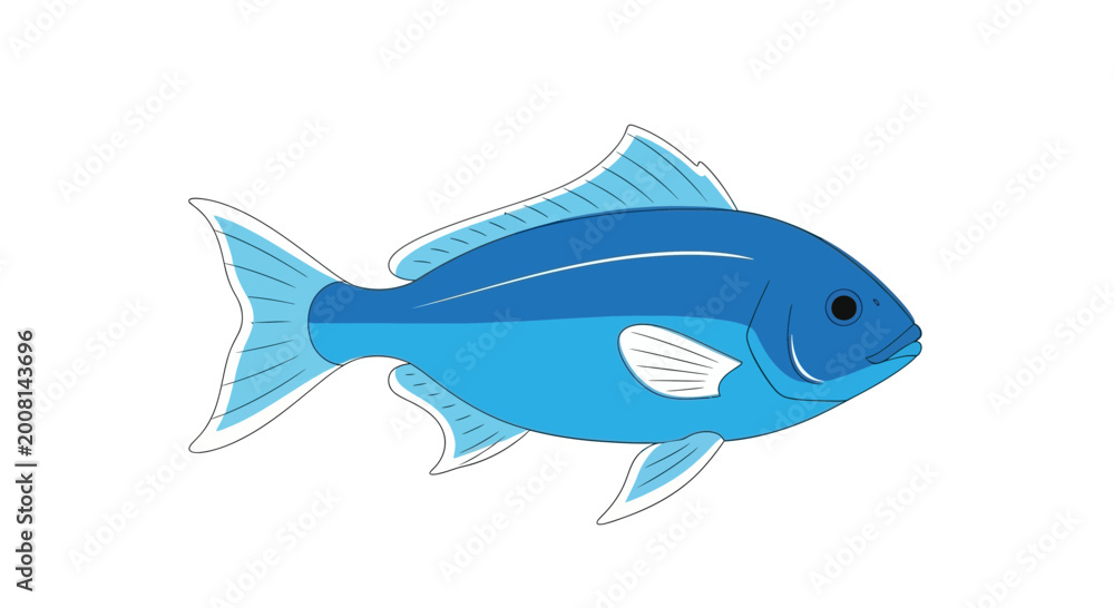 Fototapeta premium Blue Fish Swimming Alone Ocean Creature 10.