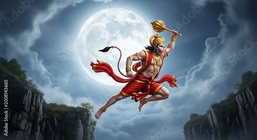 Obraz Hanuman jumping in air.
