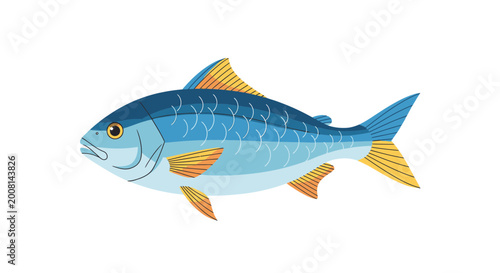 Εκτύπωση καμβά Blue Fish with Yellow Fins Swimming.