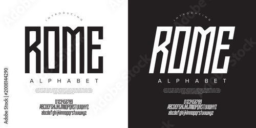 Foto Rome Modern Tall Condensed Sans Serif Font Alphabet Set For Architectural Design