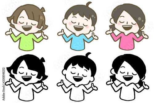 Fotografie 自慢げに話をしている子どものセットイラスト