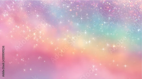 Unicorn colorful background, rainbow pattern, glitter vector texture, pastel fantase design, universe holographic style.
