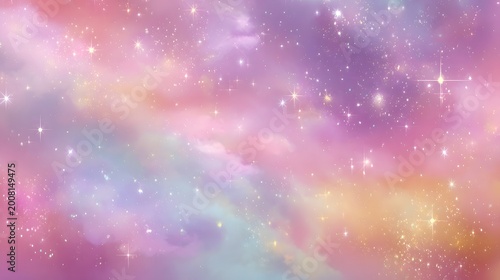 Unicorn colorful background, rainbow pattern, glitter vector texture, pastel fantase design, universe holographic style.
