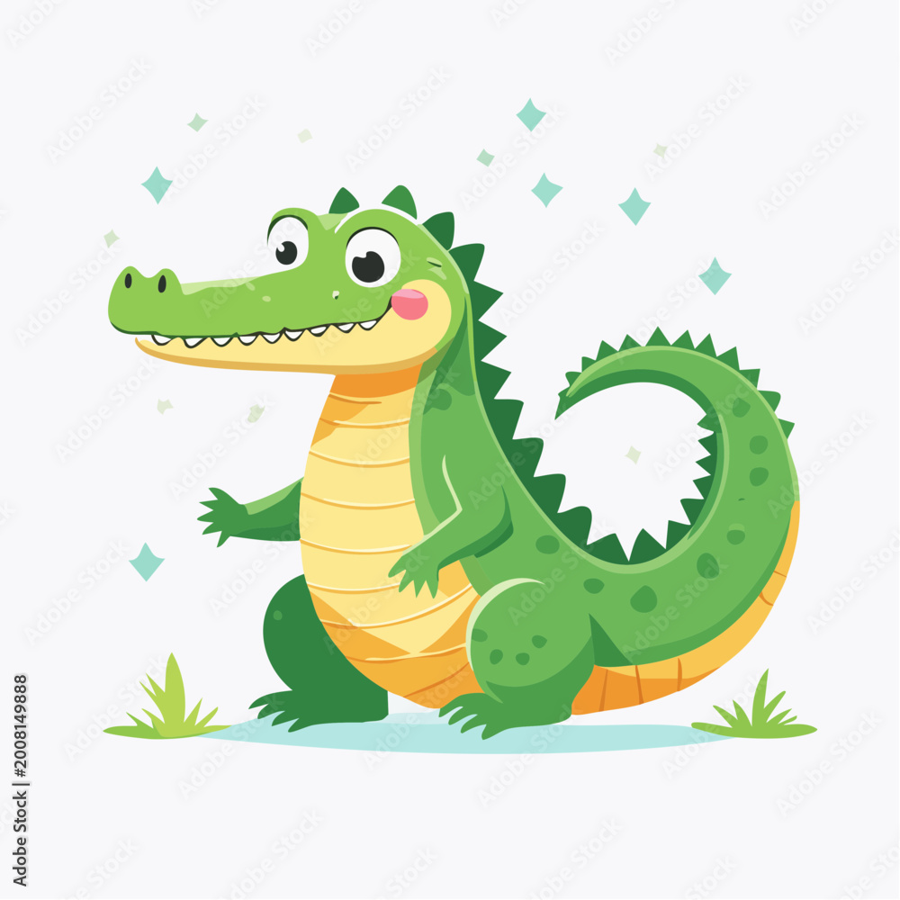 Obraz premium Cute Cartoon Alligator Illustration