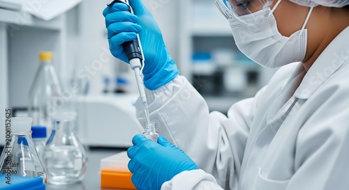 Scientist handling liquid in laboratory