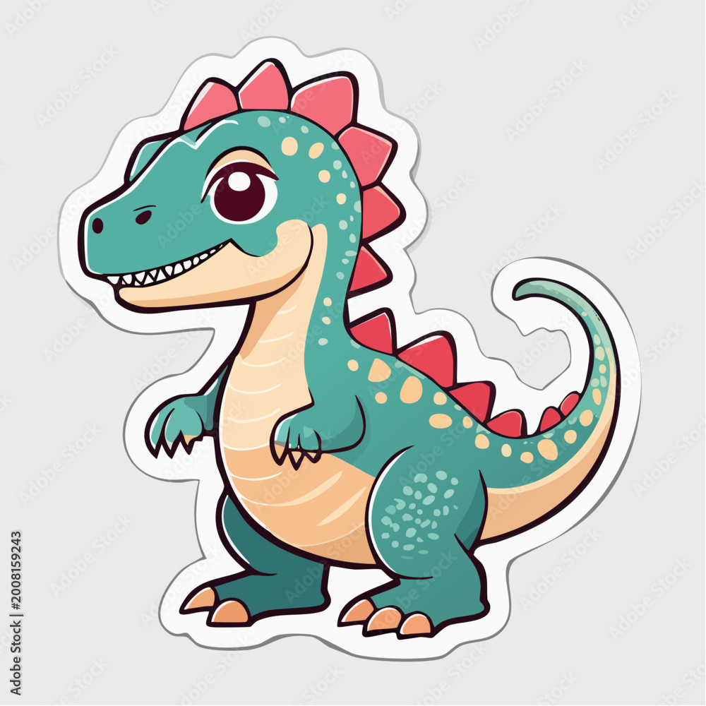 Fototapeta premium Cute Cartoon Dinosaur Sticker