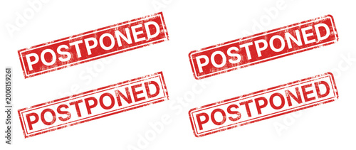 Foto postponed stamp label vector grunge rubber seal badge sign