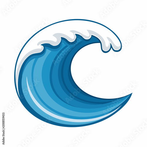 Stylized Blue Ocean Wave with White Foam