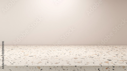 Terrazzo countertop with a clean wall and spotlighting