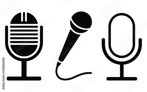 Принти на полотні Radio station microphone flat icons, modern minimal icon pack representing studi