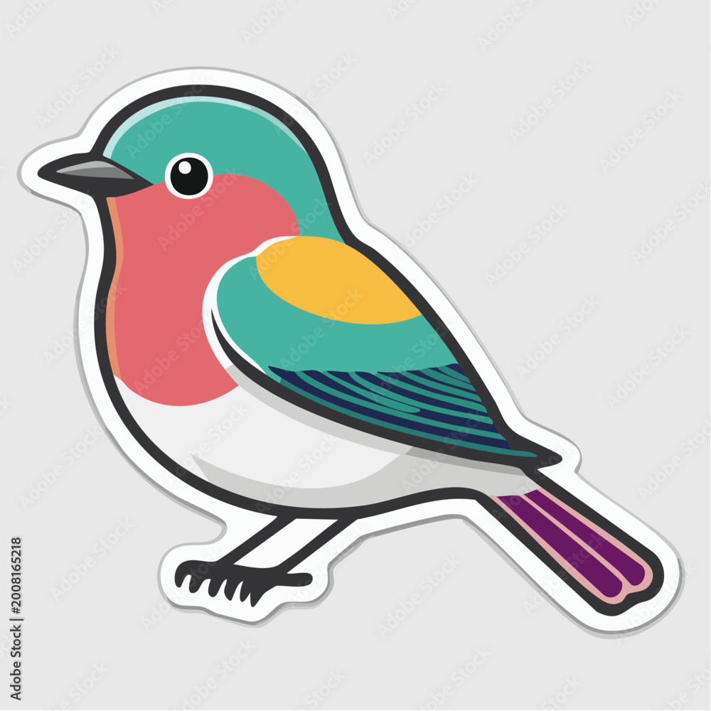 Obraz premium Colorful Cartoon Bird Sticker